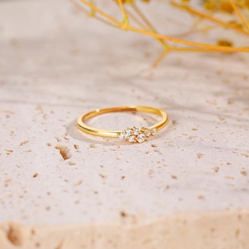 Mameloly 1.5mm 925 Sterling Silver 14K Gold Plated CZ Wedding Bands for Women Dainty Stackable Cubic Zirconia Engagement Rings for Her Size 3-123