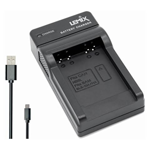 Lemix (NB6L/SLB10A) Ultra Slim USB Charger compatible with Canon NB-6L & Samsung SLB-10A Batteries & Listed Cameras inc. Specific Powershot & Ixus Models Cover