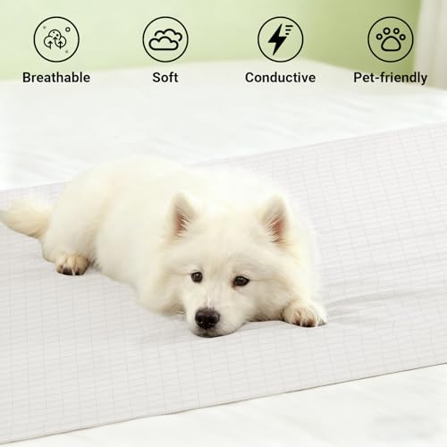 Image of Grounding Sheets Queen Size, Grounding Bed Sheets 60x80 Inch with Grounding Cord for Sleep Wellness, White