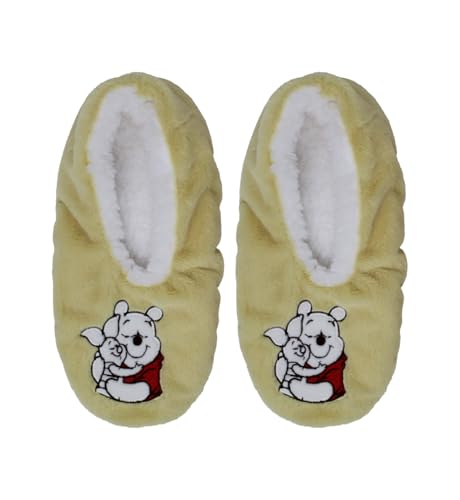 Calcetines para pantuflas de Disney Winnie the Pooh, color amarillo y talla única 4-8 muy cómodos