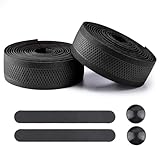 ROCKBROS(ロックブロス)バーテープ ロードバイク EVA製バーテープ 自転車 グリップテープ ハンドルテープ 滑り止め エンドキャップ付 左右セット ブラック（メッシュデザイン）