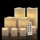 FURORA LIGHTING LED Flameless Candles with Remote Control, White in Set of 8, Real Wax Battery Operated Pillars and Votives LED Candles with Flickering Flame and Timer Featured