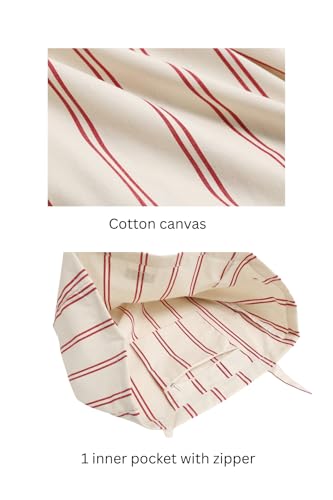 Image of Jeelow Large Striped Or Patterned Canvas Tote Bag for Women Men Shoulder Handbag with Zipper Pocket Travel