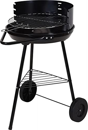 Trendyshop365 Barbacoa Redonda De Carbón Vegetal Con Termómetro, Parrilla Redonda De 54 Cm, Color Negro
