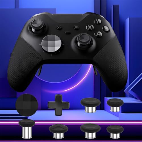 Image of 17 in 1 Metal Thumbsticks Replacements Accessories Kit Compatible with Xbox One Elite Series 2 Controller, Red Metal Thumbsticks with 6 Swap Joysticks, 2 D-Pads, 3 Screwdrivers, 4 Paddles, 1 Tool and 1 Bag