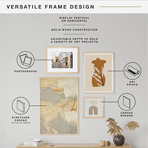 Image of MCS Gallery Wooden Frame for Canvas, Art Boards, Photos and more, Natural, 24x36 Inch