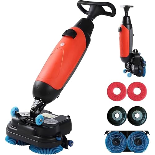Qiang Autolaveuse,Lave et Sèche en Une Seule Fois,Rendement horaire Max. 1200 mq/h Vadrouille électrique sans Fil,240 RPM,Largeur De Nettoyage 43 Cm,2 Réservoirs,Alimentation par Batterie Red