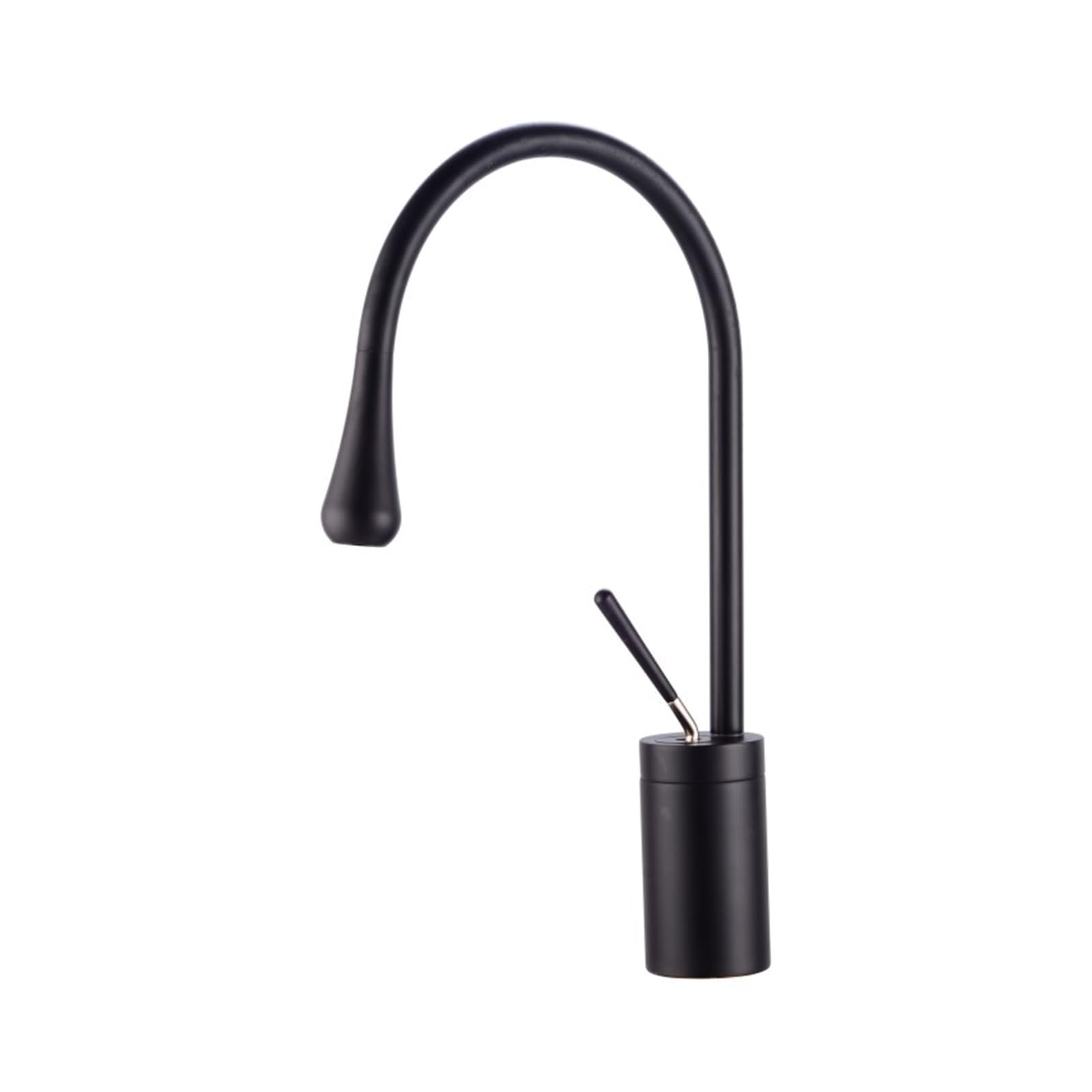 Mitigeur de lavabo noir orientable au design goutte moderne pour salle de bain