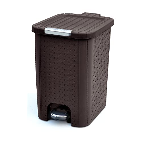 Image of FLAIR Ultra Home Pedal Trash Bin - 8L Medium Dustbin with Inner & Lid | Unbreakable Plastic, Odor Control, Lightweight | Non Garbage Smell | Perfect for Bathroom, Kitchen & Office (Brown)