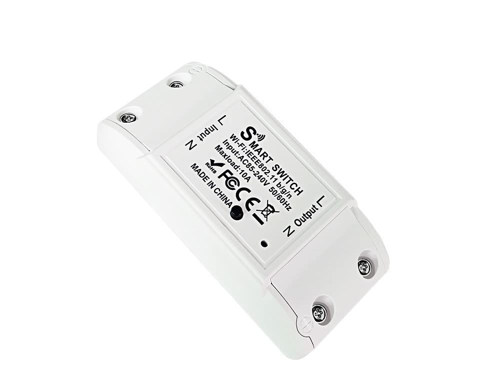 WiFi Smart Switch, 220V WiFi Smart Switch, Tuya App/Smart Life, Compatible with Alexa and Google Home (WIFI 10A) (1, White)