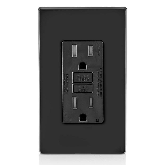 Image of Leviton Dual-Function AFCI /GFCI Outlet, 15 Amp, Self Test, Tamper-Resistant with LED Indicator Light, Protection from Both Electrical Shock and Electrical Fires in One Device, AGTR1-E, Black