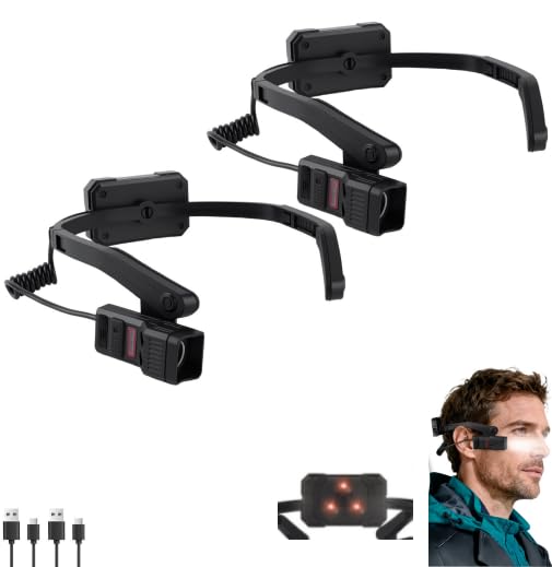 KunHe 2 Pack Earhook Rechargeable Headlamp LED Headlamp with Red Light and Motion Sensor Lightweight Design and 5 Lighting Modes Suitable for Camping Hiking and Maintenance