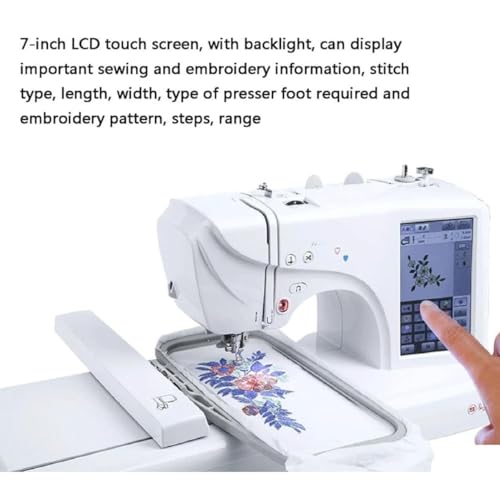 Automatyczna maszyna do szycia, elektryczna maszyna do haftowania z ekranem dotykowym LCD, 10 cm x 23,4 cm i 10 cm x 10 cm obszary haftu do odzieży, czapek, kołder, rękodzieła