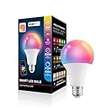 MINGHYZYA Smart Color Changing Light Bulbs, Bluetooth A19 E27 RGBWW LED Light Bulb, 16 Million DIY Colors, Sync to Music, Warm White 6500K, 10W(70W Equivalent) 800LM LED Light Bulb(1 Pack)