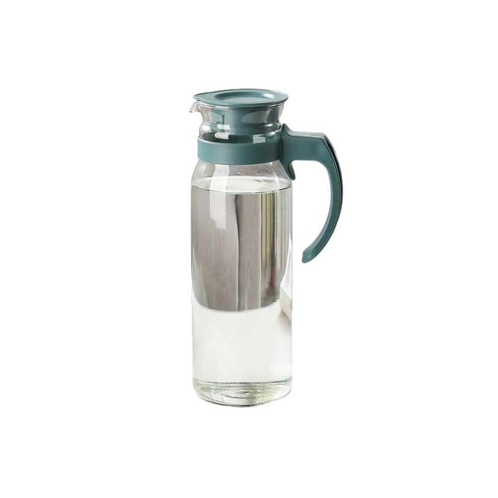 MYUYEE Water Carafe 1400Ml Glass Water Kettles Large Capacity With Lid And Handle Juice Tea Milk Pitcher Distributeur Beverage Dispenser Pot Water Jugs (Green)