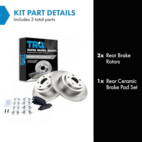 Image of TRQ Rear Brake Pad and Rotor Set Ceramic Vented Rotors