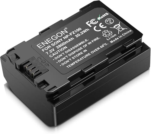 ENEGON NP-FZ100 Batterie de Remplacement Compatible pour Sony Alpha 9, Sony A9, Alpha 9R, A9R, Alpha 9S, A9S, A7RIII, A7R3, a7III, A7R4, A7RIV