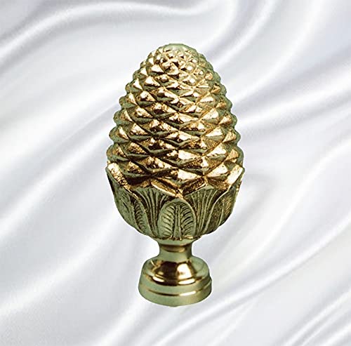 Boule départ d'escalier 95mm fixation M8 en forme de pomme pin laiton poli