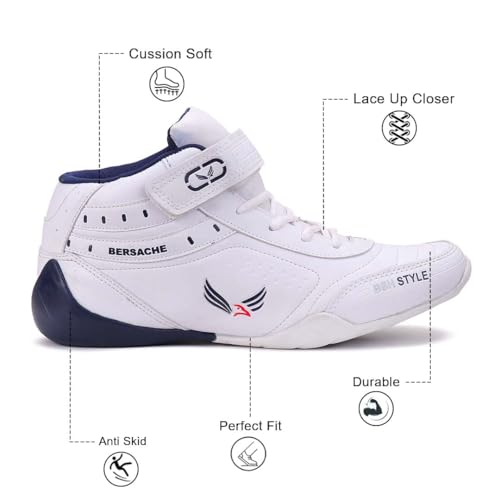 Bersache Sports Shoes for Men |Latest Stylish Sports Shoes for Men |Lace-Up Lightweight White Shoes for Running, Walking, Gym,Trekking and Hiking Shoes for Men