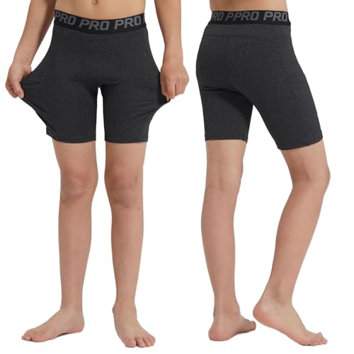 LANBAOSI Youth Boys' Compression Shorts Cool Dry Baselayer Sports Tights Athletic Spandex Legging with Pocket3