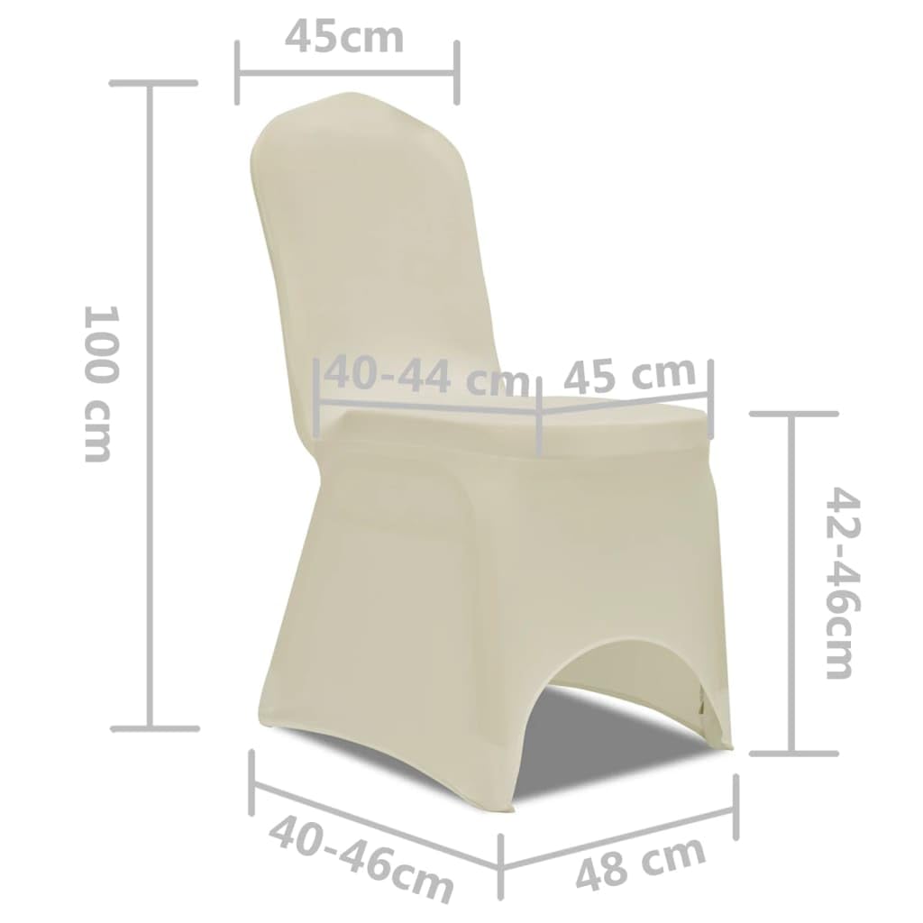 Set di 6 coprisedie in tessuto elasticizzato color crema, per matrimoni, banchetti, eventi, adatti per tutte le sedie tradizionali fino a 100 cm di altezza, lavabili, resistenti, versatili