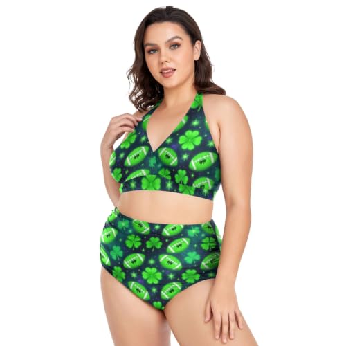 Bikini moldeador ajustable con cuello halter y estampado de tréboles de la suerte 5