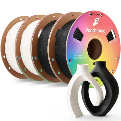Image of Polymaker Panchroma Matte PLA 3D Printer Filament Bundle 4kg, 1.75mm | High Speed 3D Printing Filament Fits for Most FDM Printers, Neatly Wound, Cotton White*2 + Charcoal Black*2, 4kg Pack