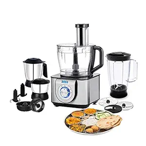 Boss B704 1000-Watt Food Processor with Blender Jar, Silver