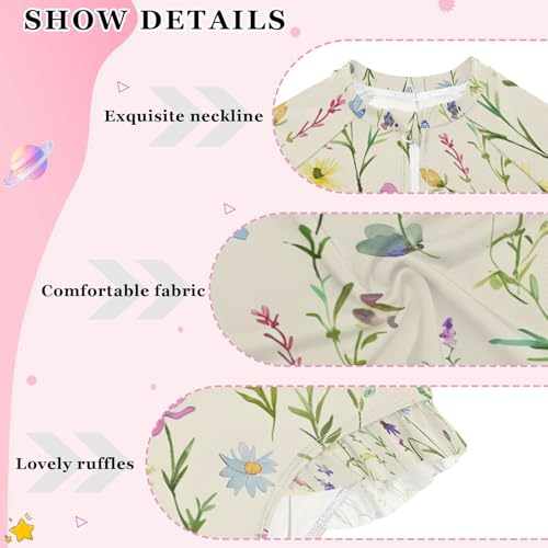 Girls One Piece Swimsuits Long Sleeve Swimsuit Zipper Bathing Suits Swimwear3