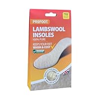 Profoot Lambswool Insoles, Full Length Inserts for Cold Feet and Foot Comfort, Perfect for Boots, Wellies and Slippers, Washable and Reusable, One Size Fits All