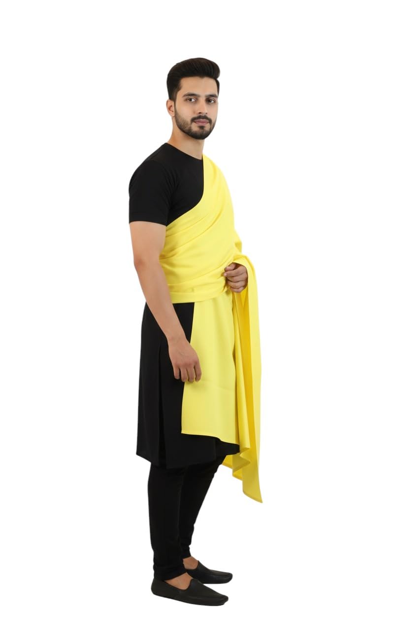 sprha Yellow Wool Solid Men's Shawl-picture-24