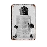 Cartel de metal vintage con texto en inglés 'Surprised Monkey Reading' (20 x 30 cm)