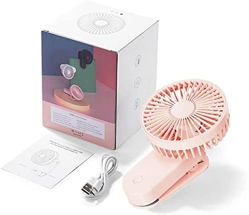 Miniatura 6 de Mini ventilador de escritorio portátil con clip, 2400 mA recargable USB, funciona con pilas, ventilador de cochecito con magnético, rosa
