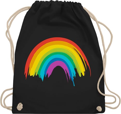 Turnbeutel Rucksack - Kleidung Pride Flag - Regenbogen LGBT & LGBTQ - Unisize - Schwarz - lgbtq-tasche csd rainbow bauwollbeutel lgbtq+ beutel lesbian christopher street day turnsack lqbtq