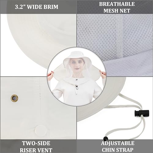 Image of Palmyth Head Net Hat, Sun Hat Safari Hat | UPF 50+, Removable Neck Flap, Water-Repellent, Wide Brim, Adjustable Chin Strap for Fishing and Gardening