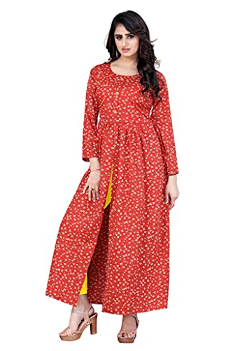 Image of H.E HAMZA ENTERPRISER Printed Crepe Material Brown Western Dress For Women