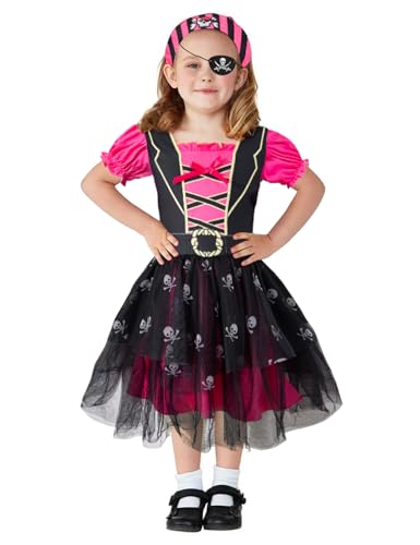 Disfraz para niña pequeña pirata con máscara y pañuelo miniatura 2