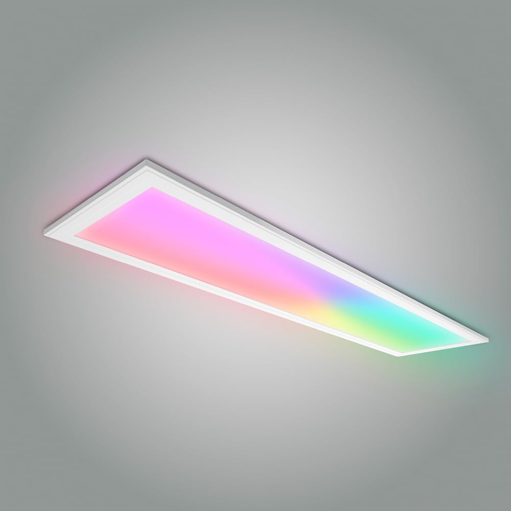 LED Panel 120x30cm 2800-6500K 4560lm RGB+CCT Farbsteuerung & dimmbar über Fernbedienung Einbau-/Einlegeleuchte Deckenleuchte für Rasterdecke oder Trockenbau 1195x295x12mm