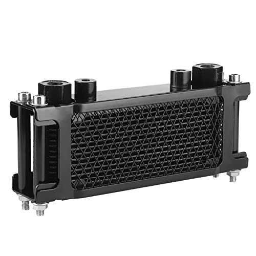 RASTKY Kit de de Enfriamiento de Aceite Universal para Motocicleta Radiador de para Moto de Cross, Aleación de Aluminio Negro Aceite de Motor de Enfriamiento Rápido de 3.3x7.9 Pulgadas