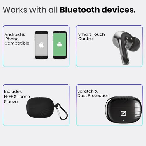 Image of ONE 7 Shine PODS Wireless in-Ear Earbuds | 13mm Dynamic Driver | Deep Bass | ENC Calling | Bluetooth v5.3 | Up to 36 Hours Playtime | Lightweight with Silicone Case (ON TWS-54) (Black)