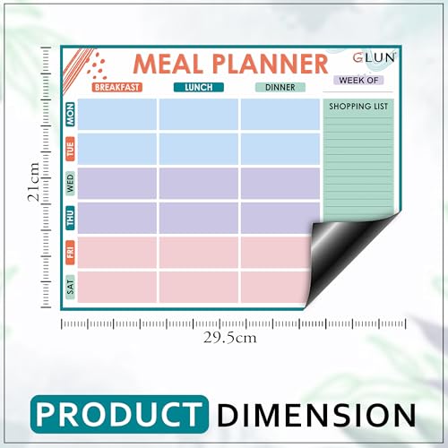 Image of GLUN Magnetic Back Meal Planner Size 33x43cm Pack of 1, Paste on Metal Surface, Fridge, Almira & Wardrobe with One Black Marker, Dry Erase Planning Calendar