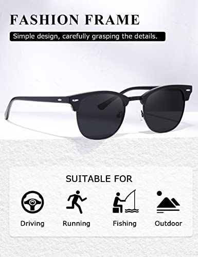 Image of AEVOGUE Polarized Semi Rimless Sunglasses for Men Women, Retro UV400 Sun Glasses for Driving Outdoor