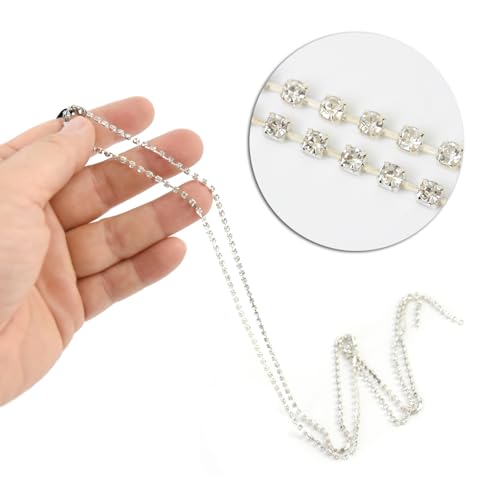 2 Piezas Pinzas con Cadena de Pedrería para Cabello miniatura 4