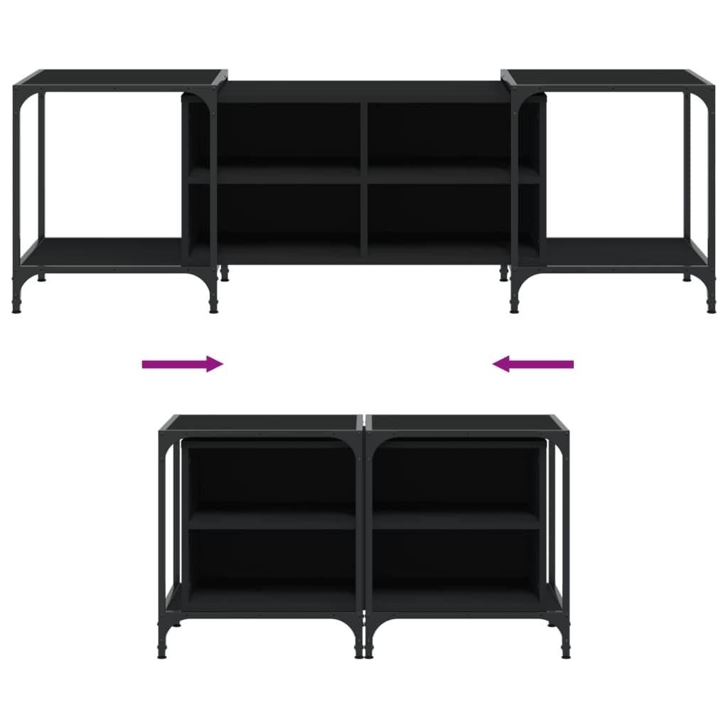 TV-Schrank Schwarz 153x37x50 cm, Holzwerkstoff, verstellbar, für Wohnzimmer, Schlafzimmer, Entertainment Center, Media Konsole