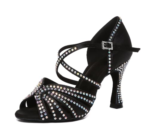 ZengyeZoo Womens Low High Heel Dance Shoes with Rhinestones...