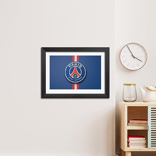 Image of TenorArts PSG Football Club Poster 3D Leather Textured Logo Laminated Photo Frame Painting with Matt Finish Black Textures(12 inches x 9inches)