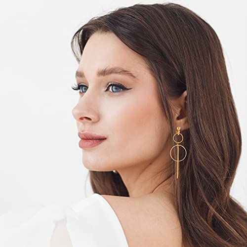 16 Pairs Drop Dangle Earrings Set Bohemian Tassel Pendant Clip Earrings Gold Plated Non-Piercing for Women (Chic Style)2