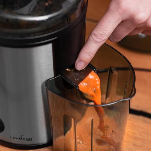 LEHMANN Centrifugeuse Extracteur de Jus, Préparation Rapide, Goulotte large de 65mm, Récipient à Pulpe 1,5L et Récipient à Jus 450ml, 2 Vitesses, Machine à Jus pour Légumes et Fruits – Image 6