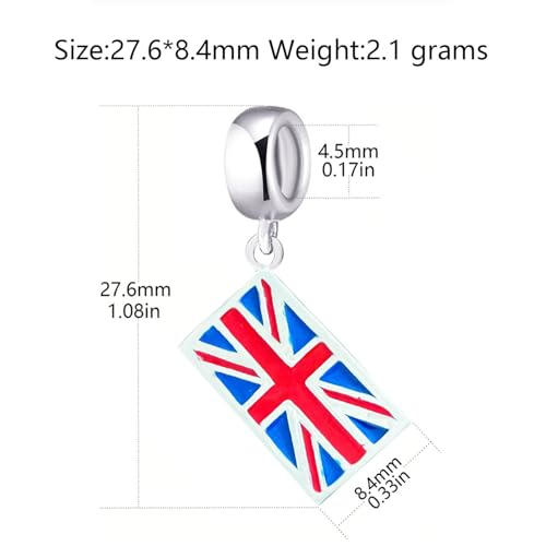 UK Flag Charm 925 Sterling Silver Symol of England Pandant Country Charm for Bracelet2