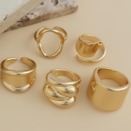 Image of Shining Diva Fashion Stylish Trendy Finger Rings Set for Women & Girls | Chunky Minimal Statement Ring Combos Modern Elegant Jewellery Collection